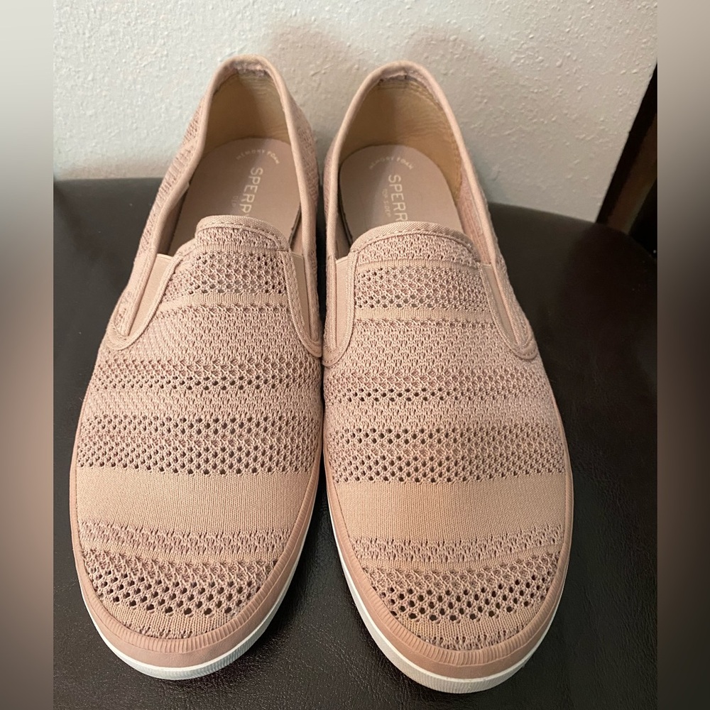 Sperry Seaside Striped Slip Ons. Woman’s Size 12. Memory Foam Topsiders.